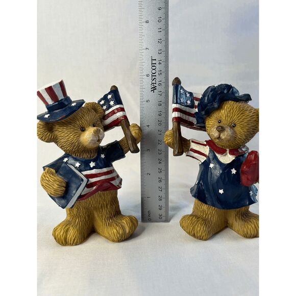 American Bear Statue/Figurines Set, Fourth of July, Americana, Flags, Decor - Picture 4 of 6